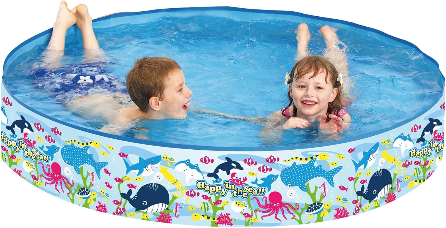 4 Ft Kids Paddling Pool - Easy Setup Pool With Rigid Sides (No Inflating)
