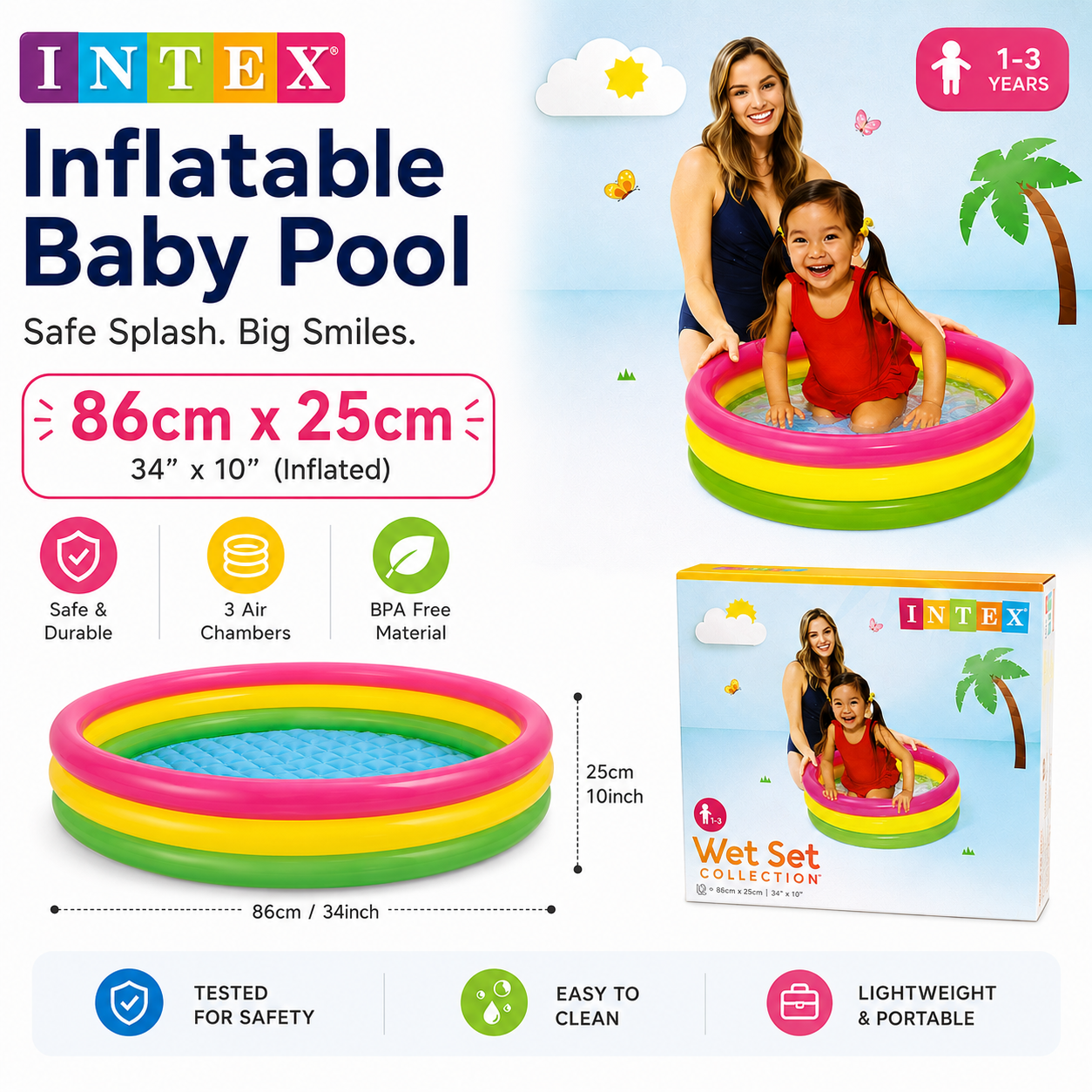 INTEX Inflatable Baby Pool – 86cm x 25cm (34" x 10")