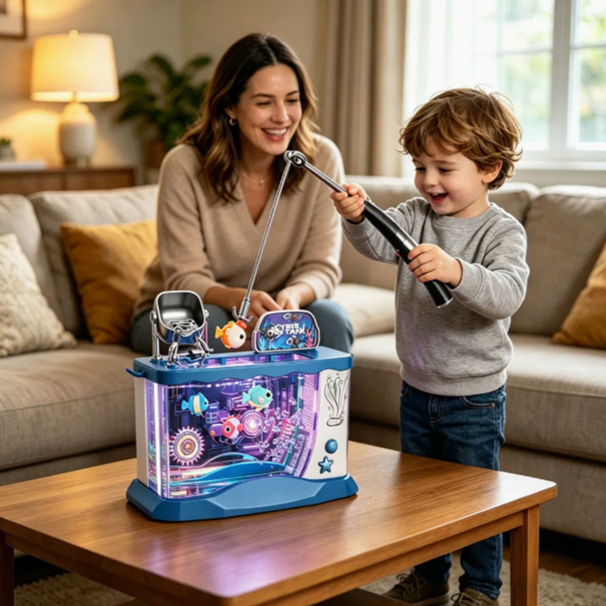 Fishing | Scooping | Electric Toy Fish Tank with Lights