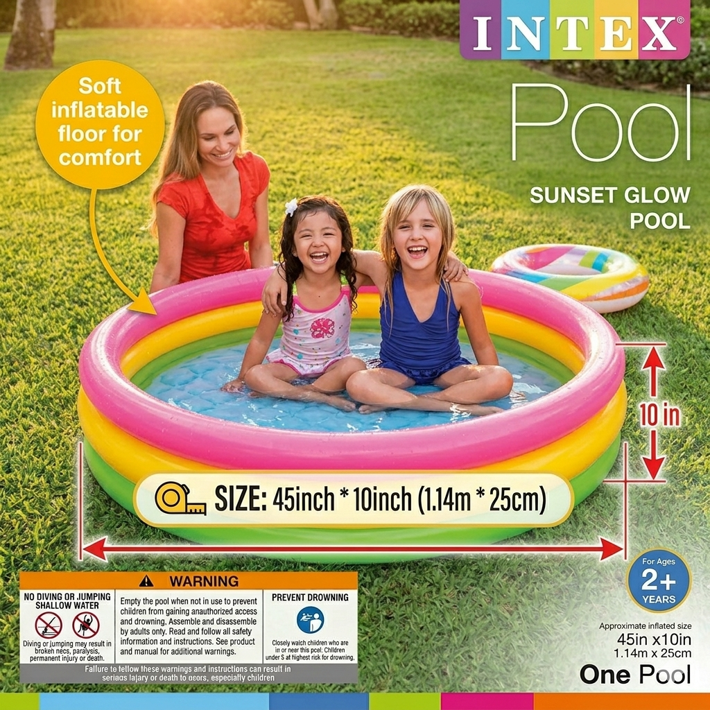 INTEX Inflatable Baby Pool – 1.14m x 25cm (45" x 10")